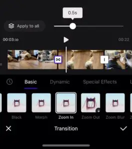 adding transitions vita video editing app tutorial